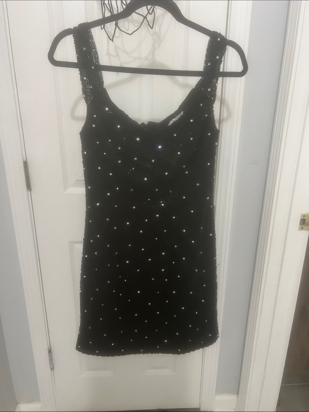 Black Beaded Tank Dress - Blush